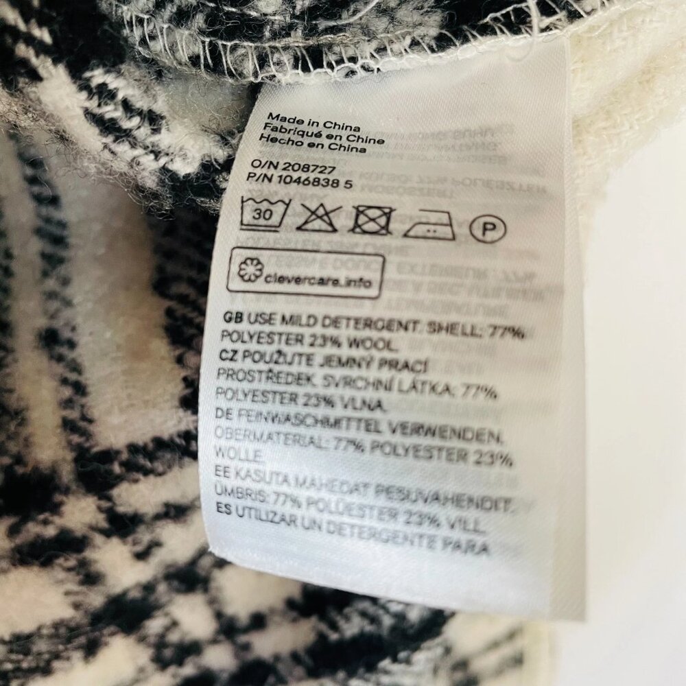 H&M Womens Black White Double Pocket Oversized Plaid Shacket Jacket Size M - Picture 6 of 9